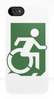 Accessible Means of Egress Icon Exit Sign Wheelchair Wheelie Running Man Symbol by Lee Wilson PWD Disability Emergency Evacuation iPhone Case 101
