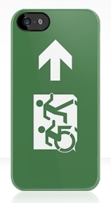 Accessible Means of Egress Icon Exit Sign Wheelchair Wheelie Running Man Symbol by Lee Wilson PWD Disability Emergency Evacuation iPhone Case 12