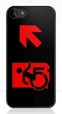 Accessible Means of Egress Icon Exit Sign Wheelchair Wheelie Running Man Symbol by Lee Wilson PWD Disability Emergency Evacuation iPhone Case 122
