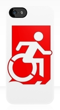 Accessible Means of Egress Icon Exit Sign Wheelchair Wheelie Running Man Symbol by Lee Wilson PWD Disability Emergency Evacuation iPhone Case 131