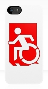 Accessible Means of Egress Icon Exit Sign Wheelchair Wheelie Running Man Symbol by Lee Wilson PWD Disability Emergency Evacuation iPhone Case 139