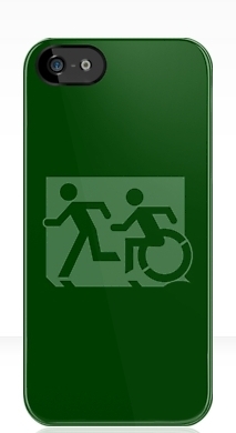 Accessible Means of Egress Icon Exit Sign Wheelchair Wheelie Running Man Symbol by Lee Wilson PWD Disability Emergency Evacuation iPhone Case 143