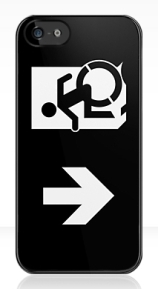 Accessible Means of Egress Icon Exit Sign Wheelchair Wheelie Running Man Symbol by Lee Wilson PWD Disability Emergency Evacuation iPhone Case 146