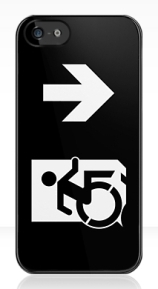 Accessible Means of Egress Icon Exit Sign Wheelchair Wheelie Running Man Symbol by Lee Wilson PWD Disability Emergency Evacuation iPhone Case 157