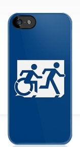 Accessible Means of Egress Icon Exit Sign Wheelchair Wheelie Running Man Symbol by Lee Wilson PWD Disability Emergency Evacuation iPhone Case 35