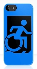 Accessible Means of Egress Icon Exit Sign Wheelchair Wheelie Running Man Symbol by Lee Wilson PWD Disability Emergency Evacuation iPhone Case 4