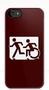 Accessible Means of Egress Icon Exit Sign Wheelchair Wheelie Running Man Symbol by Lee Wilson PWD Disability Emergency Evacuation iPhone Case 47