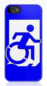 Accessible Means of Egress Icon Exit Sign Wheelchair Wheelie Running Man Symbol by Lee Wilson PWD Disability Emergency Evacuation iPhone Case 52