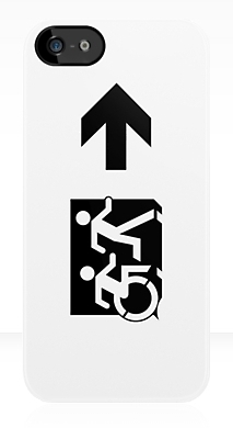 Accessible Means of Egress Icon Exit Sign Wheelchair Wheelie Running Man Symbol by Lee Wilson PWD Disability Emergency Evacuation iPhone Case 65