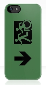 Accessible Means of Egress Icon Exit Sign Wheelchair Wheelie Running Man Symbol by Lee Wilson PWD Disability Emergency Evacuation iPhone Case 68