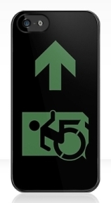 Accessible Means of Egress Icon Exit Sign Wheelchair Wheelie Running Man Symbol by Lee Wilson PWD Disability Emergency Evacuation iPhone Case 90