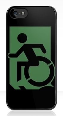 Accessible Means of Egress Icon Exit Sign Wheelchair Wheelie Running Man Symbol by Lee Wilson PWD Disability Emergency Evacuation iPhone Case 95