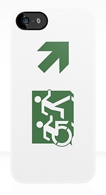 Accessible Means of Egress Icon Exit Sign Wheelchair Wheelie Running Man Symbol by Lee Wilson PWD Disability Emergency Evacuation iPhone Case 98