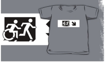 Accessible Means of Egress Icon Exit Sign Wheelchair Wheelie Running Man Symbol by Lee Wilson PWD Disability Emergency Evacuation Kids T-shirt 126