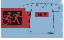 Accessible Means of Egress Icon Exit Sign Wheelchair Wheelie Running Man Symbol by Lee Wilson PWD Disability Emergency Evacuation Kids T-shirt 22