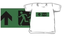 Accessible Means of Egress Icon Exit Sign Wheelchair Wheelie Running Man Symbol by Lee Wilson PWD Disability Emergency Evacuation Kids T-shirt 246