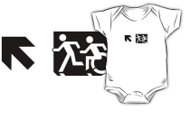 Accessible Means of Egress Icon Exit Sign Wheelchair Wheelie Running Man Symbol by Lee Wilson PWD Disability Emergency Evacuation Kids T-shirt 280