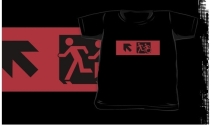 Accessible Means of Egress Icon Exit Sign Wheelchair Wheelie Running Man Symbol by Lee Wilson PWD Disability Emergency Evacuation Kids T-shirt 290