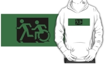 Accessible Means of Egress Icon Exit Sign Wheelchair Wheelie Running Man Symbol by Lee Wilson PWD Disability Emergency Evacuation Kids T-shirt 3
