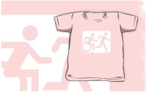 Accessible Means of Egress Icon Exit Sign Wheelchair Wheelie Running Man Symbol by Lee Wilson PWD Disability Emergency Evacuation Kids T-shirt 30