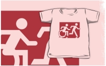 Accessible Means of Egress Icon Exit Sign Wheelchair Wheelie Running Man Symbol by Lee Wilson PWD Disability Emergency Evacuation Kids T-shirt 88