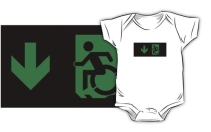 Accessible Means of Egress Icon Exit Sign Wheelchair Wheelie Running Man Symbol by Lee Wilson PWD Disability Emergency Evacuation Kids T-shirts 145