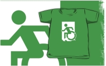 Accessible Means of Egress Icon Exit Sign Wheelchair Wheelie Running Man Symbol by Lee Wilson PWD Disability Emergency Evacuation Kids T-shirts 3