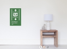 Accessible Means of Egress Icon Exit Sign Wheelchair Wheelie Running Man Symbol by Lee Wilson PWD Disability Emergency Evacuation Lift Elevator Poster 7