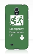Accessible Means of Egress Icon Exit Sign Wheelchair Wheelie Running Man Symbol by Lee Wilson PWD Disability Emergency Evacuation Lift Elevator Samsung Galaxy Case 11