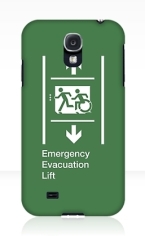 Accessible Means of Egress Icon Exit Sign Wheelchair Wheelie Running Man Symbol by Lee Wilson PWD Disability Emergency Evacuation Lift Elevator Samsung Galaxy Case 3