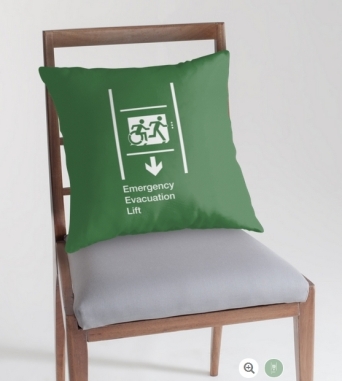 Accessible Means of Egress Icon Exit Sign Wheelchair Wheelie Running Man Symbol by Lee Wilson PWD Disability Emergency Evacuation Lift Elevator Throw Pillow 4