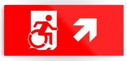Accessible Means of Egress Icon Exit Sign Wheelchair Wheelie Running Man Symbol by Lee Wilson PWD Disability Emergency Evacuation Metal Printed 9