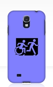 Accessible Means of Egress Icon Exit Sign Wheelchair Wheelie Running Man Symbol by Lee Wilson PWD Disability Emergency Evacuation Samsung Galaxy Case 100