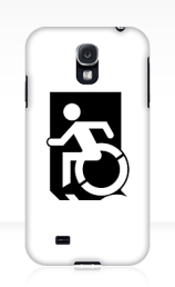 Accessible Means of Egress Icon Exit Sign Wheelchair Wheelie Running Man Symbol by Lee Wilson PWD Disability Emergency Evacuation Samsung Galaxy Case 103
