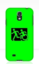 Accessible Means of Egress Icon Exit Sign Wheelchair Wheelie Running Man Symbol by Lee Wilson PWD Disability Emergency Evacuation Samsung Galaxy Case 104