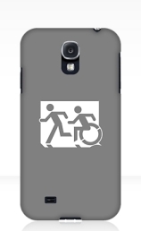 Accessible Means of Egress Icon Exit Sign Wheelchair Wheelie Running Man Symbol by Lee Wilson PWD Disability Emergency Evacuation Samsung Galaxy Case 112