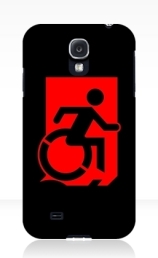 Accessible Means of Egress Icon Exit Sign Wheelchair Wheelie Running Man Symbol by Lee Wilson PWD Disability Emergency Evacuation Samsung Galaxy Case 123