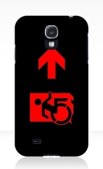 Accessible Means of Egress Icon Exit Sign Wheelchair Wheelie Running Man Symbol by Lee Wilson PWD Disability Emergency Evacuation Samsung Galaxy Case 130