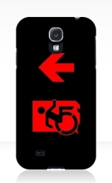 Accessible Means of Egress Icon Exit Sign Wheelchair Wheelie Running Man Symbol by Lee Wilson PWD Disability Emergency Evacuation Samsung Galaxy Case 131