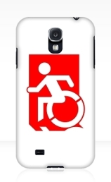 Accessible Means of Egress Icon Exit Sign Wheelchair Wheelie Running Man Symbol by Lee Wilson PWD Disability Emergency Evacuation Samsung Galaxy Case 132