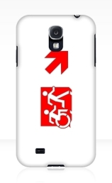 Accessible Means of Egress Icon Exit Sign Wheelchair Wheelie Running Man Symbol by Lee Wilson PWD Disability Emergency Evacuation Samsung Galaxy Case 139