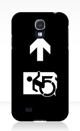 Accessible Means of Egress Icon Exit Sign Wheelchair Wheelie Running Man Symbol by Lee Wilson PWD Disability Emergency Evacuation Samsung Galaxy Case 160