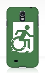 Accessible Means of Egress Icon Exit Sign Wheelchair Wheelie Running Man Symbol by Lee Wilson PWD Disability Emergency Evacuation Samsung Galaxy Case 24