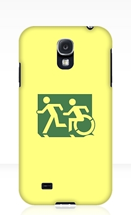 Accessible Means of Egress Icon Exit Sign Wheelchair Wheelie Running Man Symbol by Lee Wilson PWD Disability Emergency Evacuation Samsung Galaxy Case 35