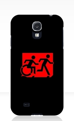 Accessible Means of Egress Icon Exit Sign Wheelchair Wheelie Running Man Symbol by Lee Wilson PWD Disability Emergency Evacuation Samsung Galaxy Case 37