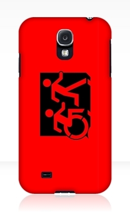 Accessible Means of Egress Icon Exit Sign Wheelchair Wheelie Running Man Symbol by Lee Wilson PWD Disability Emergency Evacuation Samsung Galaxy Case 40