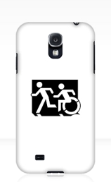 Accessible Means of Egress Icon Exit Sign Wheelchair Wheelie Running Man Symbol by Lee Wilson PWD Disability Emergency Evacuation Samsung Galaxy Case 52