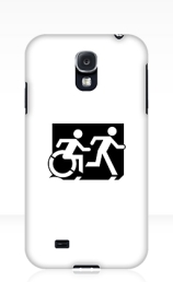 Accessible Means of Egress Icon Exit Sign Wheelchair Wheelie Running Man Symbol by Lee Wilson PWD Disability Emergency Evacuation Samsung Galaxy Case 54