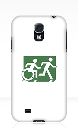 Accessible Means of Egress Icon Exit Sign Wheelchair Wheelie Running Man Symbol by Lee Wilson PWD Disability Emergency Evacuation Samsung Galaxy Case 58