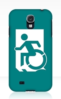 Accessible Means of Egress Icon Exit Sign Wheelchair Wheelie Running Man Symbol by Lee Wilson PWD Disability Emergency Evacuation Samsung Galaxy Case 60